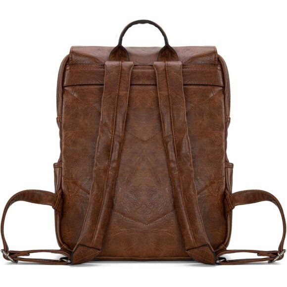 Women\'s Dark Brown Purse For Work Business Unisex Stylish Vegan Leather Backpack main image 4